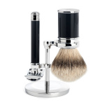 Бритвенный набор MUEHLE TRADITIONAL, черная смола, барсучий ворс высшей категории Silvertip, Т-образная бритва Бритвенный набор MUEHLE TRADITIONAL, черная смола, барсучий ворс высшей категории Silvertip, Т-образная бритва