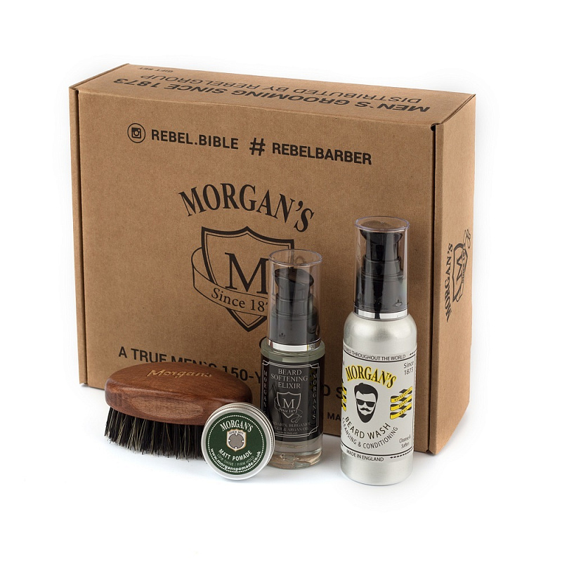 Morgans Подарочный набор для бороды: эликсир, шампунь, щетка,  глина для укладки | Max Moore