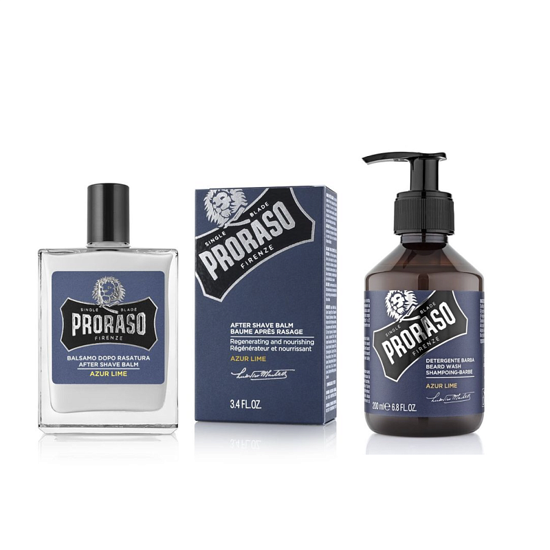 Proraso Azur Lime Комплект для ухода за бородой: бальзам + шампунь | Max Moore