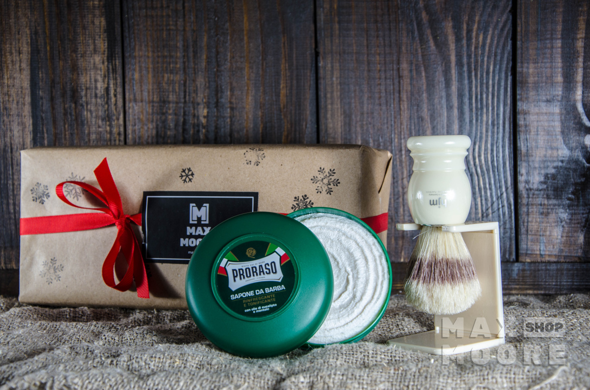 Стартовый подарочный набор для бритья: Мыло Proraso и помазок HJM | Max Moore - интернет-магазин премиальной мужской косметики